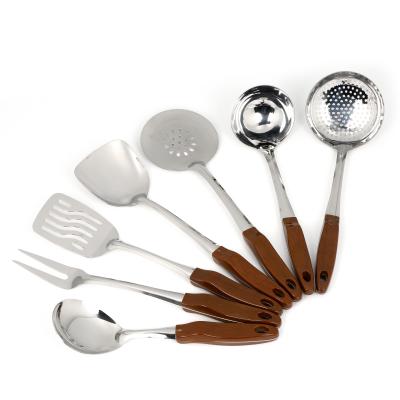 China Stocked Wooden Handle Kitchen Utensils Stainless Steel Tools Spatula Cooking Kit for sale