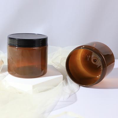 China Large Cosmetic Wholesale Cosmetic Jar 500g Frosted Empty Amber Cosmetic Body Cream Jar Container for sale