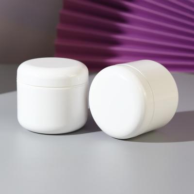 China Customized Cosmetic Cream Plastic Jars Jar 8oz Skin Care Plastic Cosmetic Cream Jars Double Wall With Lids for sale