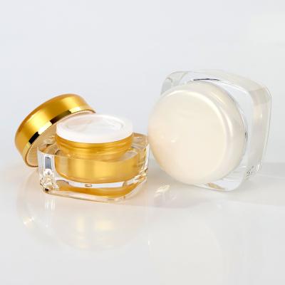 China Hot Selling Facial Cream Cosmetic Diamond Acrylic Jars Double Wall Containers 15g 30g 50g 100g Cosmetic Sample Jar for sale