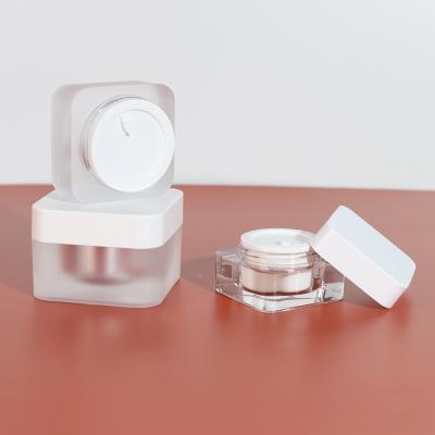 China 5g 30g 50g Square Eye Cream Sample Face Cream Frosted Acrylic Cosmetic Jar High Quality Acrylic Cosmetic Jar for sale