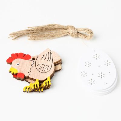 China Newest Newest Design Party Supplies Cute Chickens Eggs Easter Ornaments DIY Wooden Hanging Props for sale