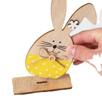 China New arrival colorful beautiful festival supplies Easter wooden gnome rabbit small craft table decoration home ornaments for sale