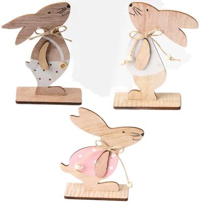 China Beautiful colorful personalized craft wooden cute bunny rabbit easter props table ornaments for sale