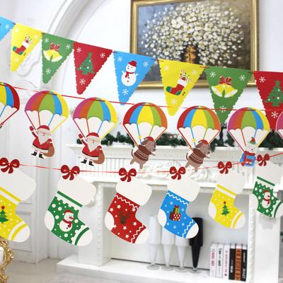 China Christmas Party Home Decoration Merry Christmas Wallpaper Hanging Flag Hanging Banner for sale