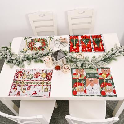 China Viable Hot Sale Amazon Cloth Christmas Supplies Rectangular Christmas Place Mat Decoration for sale