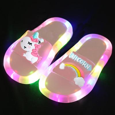 China 2021 Hot Selling Amazon Cartoon Design Girls Slippers Waterproof Boys Light Up Shoes Kids LED Baby Sandals And Slippers for sale