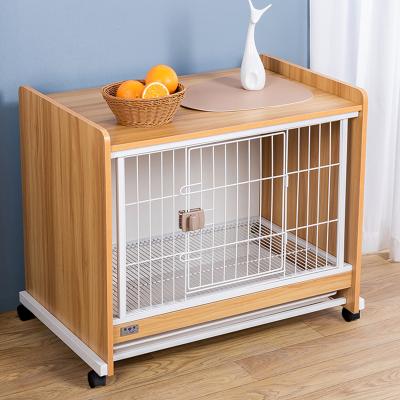 China Breathable Large Dog Crate Furniture Wooden Teddy Bed Indoor Household Steel Crate Dogs Crate Table for sale