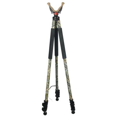 China Durable Three Legs / Three Sections Shooting Sticks Aluminum Material Telescopic Tripod Hunting Camping Sticks for sale