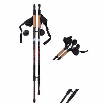 China Durable Adjustable Trekking Stick Retractable Wooden Rise Sticks Outdoor Telescopic Trekking Pole for sale