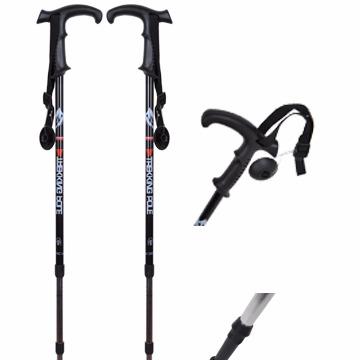 China Durable Retractable Aluminum Alloy Trekking Walking Stick Pole Three Section Nordic Hiking Walking Stick for sale