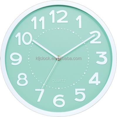 China Glass& cheap decorative plastic wall clock with silk printing numbers for sale