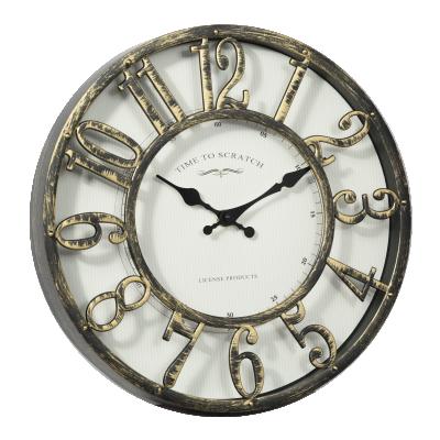 China Antique Style Retro 12 Inch Quartz Brass Vintage Skeleton And Dial Round Paper Wall Clock for sale