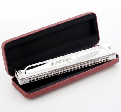 China Cheap Silver Harmonica 24 Holes Tremolo Factory Price ABS+Metal Harmonica For Sale for sale