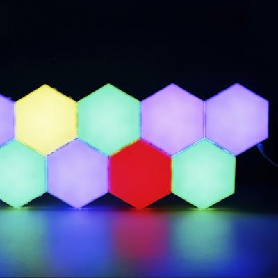 China Commercial Use Hexagons Lamp Honeycomb LED Wall Light Magnetic Creative Quantum Lamp Led Night Lights for sale