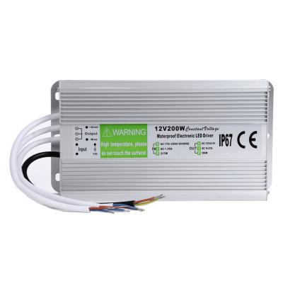 China Aluminum Housing Ip67 Waterproof Changing Power Supply 12v 200w SMPS Constant Voltage Led Driver for sale