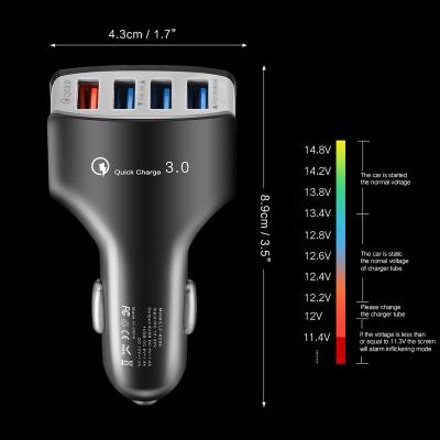 China QC 3.0 Fast Car Charger On 2021 3.0 Fast Current Charging 5V 7A Mobile Phone Battery 4 USB Port USB Car Charger For IOS, USB Car Charger for sale