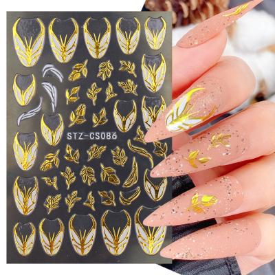 China Eco - Friendly / Easy Apply Wholesale Winter Gold Snow Self Adhesive Christmas Stickers Nail Art for sale