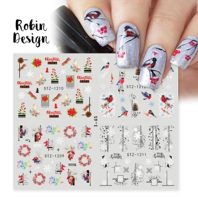 China Newest Trendy 3D Elk Snowflake Flowers Nail Art Stickers Decals Christmas Watermarked Nail for sale