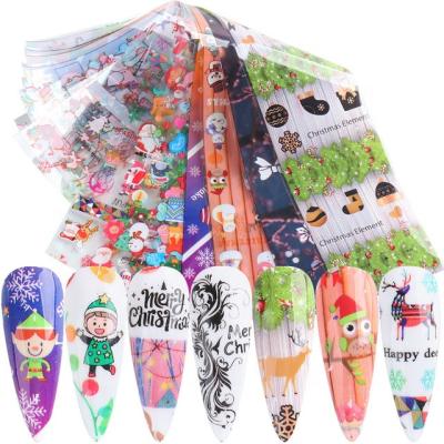 China Eco-friendly material and easy apply new Christmas nail art transfer sticker foil 10design/bag small size save freight for sale