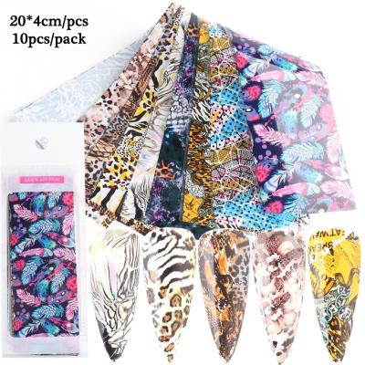 China Eco-friendly material and easy apply newest leopard animal pattern nail foil transfer foil printing nail art transfer foil for sale