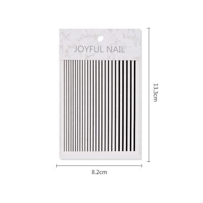 China Fashionable Wholesale 3D Gold Stripe Stripe Adhesive Nail Art Sticker Black White Line Silver for sale