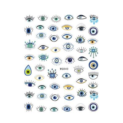 China Easy Apply Wholesale Custom Blue Colorful Eyes Sticker 3D Self Adhesive Nails Art for sale