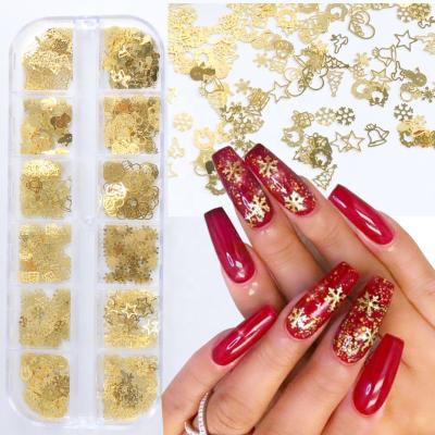 China Easy Apply Wholesale 3d Nail Art Christmas Decoration Supplies 3D DIY Alloy Hollow Nail Art Decoration for sale