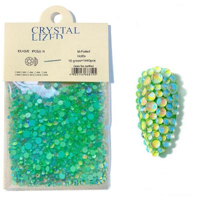 China Easy Apply Best Sell Mermaid Magic Aurora Nail Jewelry Transparent Crystal Beads for sale