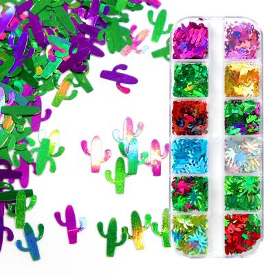 China Wholesale Shiny 3D Nail Glitter Cactus Coconut Bird Summer Mixed Nail Glitter Sequins for sale