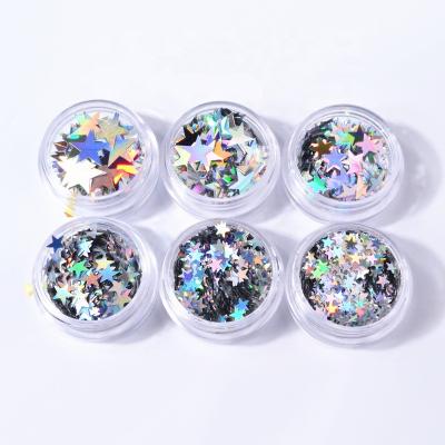 China Shiny Silver 3D Star Laser Glitter Glitter Nail Art Decorations for sale