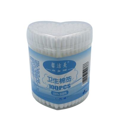 China Hot Sale Heart Shaped Makeup Plastic Containers Round Plastic Stick Wax Q Tips In Cotton Bud for sale