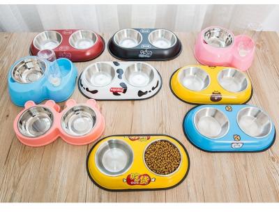 China Wholesale Viable Stainless Steel Pet Cat Dog Cool Water Bowl Double Safe Bowl for sale