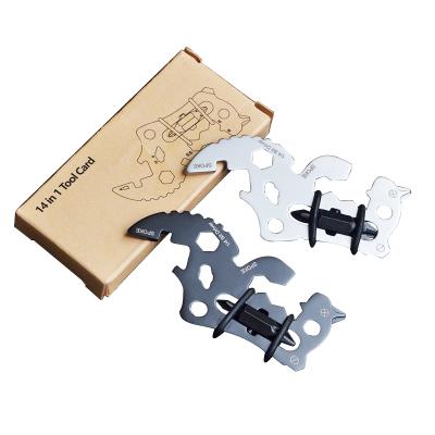 China Tool Rhino Multifunctional Card EDC Tool Mini Bottle Opener Screwdriver Repair Steel Multi Gear for sale