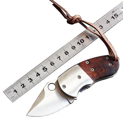 China Non-variable Pocket Knife Wood Handle High Quality Steel Blade Wood To Handle EDC Tool Mini Folding Knife for sale