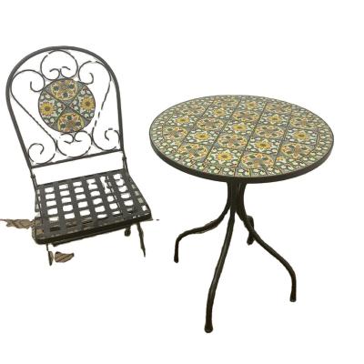 China 2022 Hot Sale Cast Iron Patio Furniture Traditional Outdoor Indoor Mosaic Chair Mosaic Indoor Chair for sale