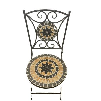 China Round Iron Traditional Leisure Furniture Competitive Price Foldable Chair With Table for sale