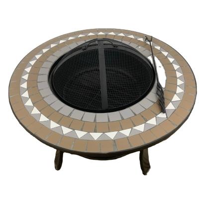 China Traditional Rectangular Outdoor Fire Pit Mini Round Mosaic Fire Pit Barbecue Table Table for sale