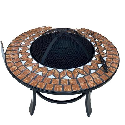 China Traditional Wholesale Outdoor Wooden Barbecue Mosaic Table Outdoor Fire Pit Burning Fire Pit for sale