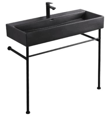 China Other Hand Wash Basin Black Ceramic Console Sink Bathroom for sale