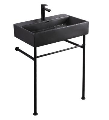 China Other Hand Wash Basin Black Ceramic Console Sink Bathroom for sale