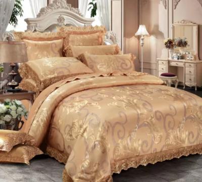 China Nondisposable Luxury Duvet Set, Home Textile Jacquard Bedding For Bedroom, Cotton&Viscose Comforter With Laces for sale