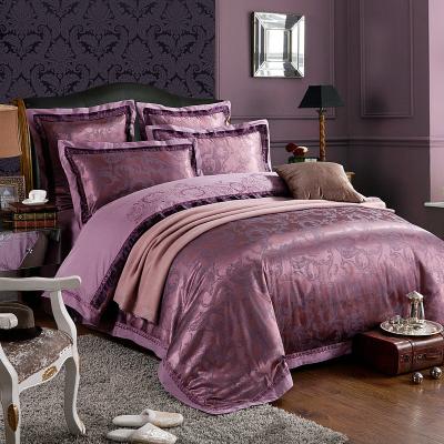 China Nondisposable 4 Piece Bedding Sets, Aubrey Queen Size Bed Comforter Set In A Bag-Purple, Ultra Soft Paisley Jacquard, Duvet Cover Flat Sheet for sale