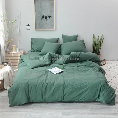 China Nondisposable Washed Thread Dyed Ultra-soft Look, Cambric Duvet Cover & Fabric Luxury, Natural, Crinkle Sham Bedding Set for sale