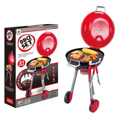 China YM-W067 Plastic Happy Kitchen Play Toys GRILL Grill With IC Light Role Sets Cooking Games Plastic Pretend Suit for sale