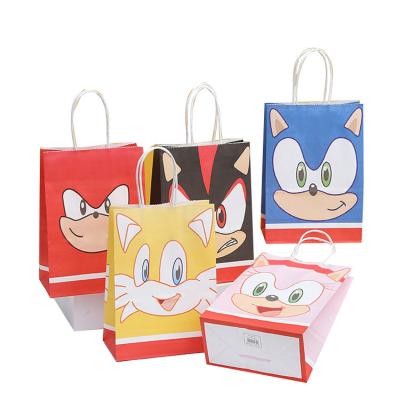 China Recyclable Wholesale Cheap Kids Kraft Paper Shoes Clothing Packaging Birthday Party Thank You Cartoon Gift Bag Shopping Paper Bags for sale