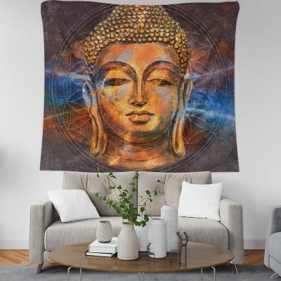 China Jacquard 100%Polyester Buddha print trippy tapestry custom design and size popular woven trippy 3d tapestry wall tapestry 150X200cm for sale