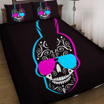 China Anti-Static Skull Comforter Bedding Set Pillowcases Quilted Throws Bedding Sets Wholesale Drop Ship for sale