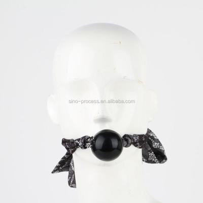 China Luxury Gray BDSM Self Tie Lace Pattern Jacquard Silicone Sex Ball Gag for sale