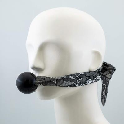 China Wholesale Stylish Gray BDSM Jacquard Lace Look BDSM Silicone Ball Gag For Couples for sale